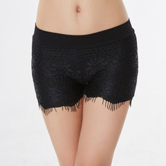 Manufacturer wholesale anti-light lace fabric safety pants sexy eyelash lace breathable women flat A black All code 