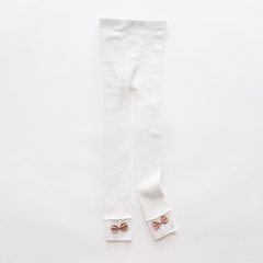 C557 children`s leggings wholesale zhuoshang cotton pantyhose autumn double pin bowknot cotton girl  white About 95 cm 