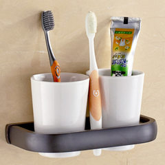 Toothbrush tooth cup holder double cup holder gargle cup holder bathroom hardware wall hanging tooth Black ancient 