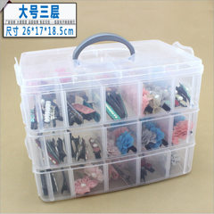 Large three - layer portable plastic storage box can be opened to receive children`s toys packaging  white 