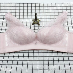 Source factory new products mysterious garden lace without trace without steel ring adjustment bra pink 70 a 