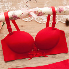 Black shira B without steel ring small chest deep V gathered bra women`s sexy lingerie manufacturer  red 36/80ab cup thickness 