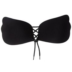 Environment-friendly bioglass corded bra and corded bra, no steel ring bra, lala goddess, sexy invis black A cup of 