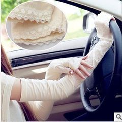 Spot Korean lace double layer sunscreen uv protection gloves model sun protection sleeve 5 colors black 