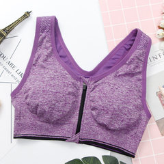 Cross-border seamless zipper sports bra shockproof tight breathable running vest yoga underwear with purple S/m 