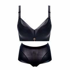 Thin without sponge, large size bra set without steel ring, comfortable and well-adjusted underwear  Black suit 34/75 e 