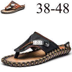 Men`s summer beach slippers men`s cross - border large size flip-flops 38-48 yards BB305 black 38 
