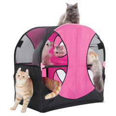 Leeuipai cat supplies wholesale cat tunnel Oxford cloth cat nest ferris wheel luxury cat jumping pla Plum red with black 66 * 66 * 43 CM 