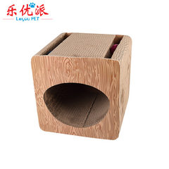 Leeuipai pet toys wholesale creative hollow cat suidao paper mill claw square corrugated cat scratch Wood grain 33 * 32 * 33 cm 