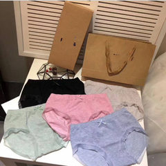 Unprinted colored cotton good quality underwear women nano technology health safety briefs stretch u [5 pieces in box] All code 