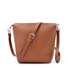 2018 PU imitation leather new style female bag pure color European and American fashion women bag si 6216-1 [brown] satchel 