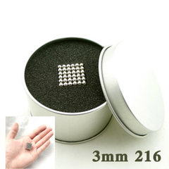 巴克球3mm216颗银色磁力球钕铁硼减压创意DIY礼品铁盒装 大量现货 3MM银色+铁盒