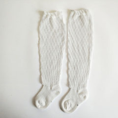 长期供应网眼超薄春夏季宝宝过膝袜长筒袜 全棉婴儿防蚊袜堆堆袜 白色 S(底长9cm)