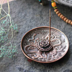 Alloy incense pan xiang dao antique pure copper home incense burner buddhist articles sandalwood inc Double dragon disc bronze 