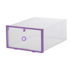 尚易佳鞋盒侧拉水晶加厚塑料鞋盒环保框架透明鞋盒收纳盒 香芋紫 29*21*12