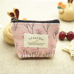 New South Korea cloth art zero purse small lady key bag creative coin bag mini cartoon canvas bag wh pink 