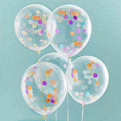 欧美派对装饰透明纸片气球 18英寸流苏七彩纸屑气球可定制包装 18英寸气球+纸片