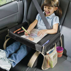 加厚升级版 汽车儿童玩具收纳桌 安全座椅软桌 餐桌托盘画板 蓝色