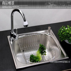 厨房不锈钢水槽 单 洗菜洗碗盆池 一体成型加厚拉丝45x39 4539单槽