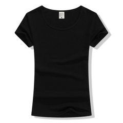 莱卡棉女款收腰纯色款T恤  批发定制 文化衫广告衫定做 200克莱卡 黑色 S
