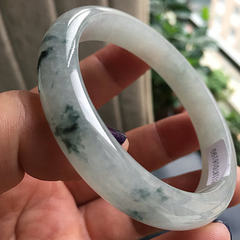 Natural genuine Burmese jade bracelet A cargo of ice floating blue flowers jade bracelets children`s 55.5 * 1.3 * 1.3 