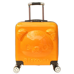 小孩登机箱儿童拉杆箱女儿童拉杆箱男卡通行李箱卡通箱可做可骑 桔色 18寸