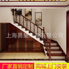 Factory direct sale customized staircase solid wood steel frame glass double - layer rotary step han Custom products 