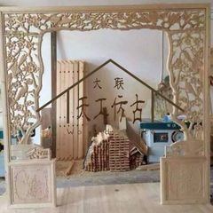 Factory direct sale real wood partition floor cover antique doors and Windows television background Custom size 