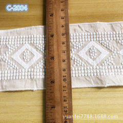 C-2004对称双边直边欧式波西米亚日版牛奶丝布料刺绣蕾丝花边辅料 白色 7厘米