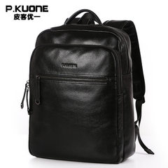 Picker uni-leather backpack men`s backpack Korean  Camouflage black -14 inches 