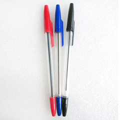 自由马圆珠笔黑色 简易圆珠笔办公原子笔 透明笔杆塑料圆珠笔批发 子弹型0.7