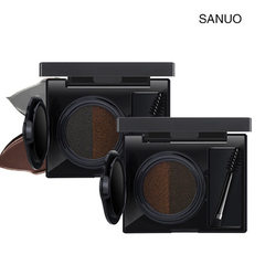 Authentic SANUO double color air cushion brow crea 01 # grey black + deep coffee 