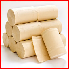 厂家直销竹浆本色纸卷纸无芯卫生纸家用厕纸手纸4层32卷整箱批发