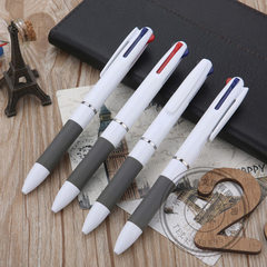 可印LOGO订做 配有三个颜色笔芯广告多色圆珠笔 塑料三色笔厂家 子弹型1.0