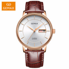 GEMAX/格玛仕 正品防水自动机械手表 情侣时尚品牌腕表 MX8132 男士玫壳啡带