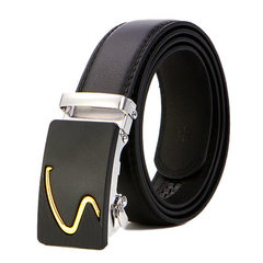 Spot black men`s leather belt PU leather automatic Silver 001 quality leather belt 