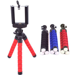 海绵八爪鱼三脚架 通用懒人手机支架便携式照相机三脚架加手机夹 红色