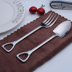 意佳豪 410不锈钢餐具 创意西餐牛排勺叉子 咖啡甜品汤匙 批发 1#铲勺（大号）（410不锈钢+塑料手柄）