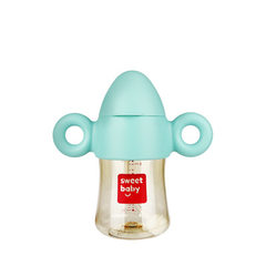 生产厂家 广口防摔带柄吸管塑料ppsu防胀气新生婴儿喂奶瓶 定制 蓝色