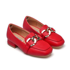 新款韩版童鞋女童公主鞋儿童高跟鞋一脚蹬女童休闲单鞋厂家直销 红色 26