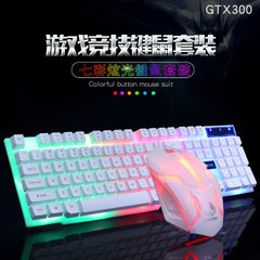 跨境专供力美TX30键盘电脑七彩背光键盘鼠标 装机套装USB单键盘 白色单键盘