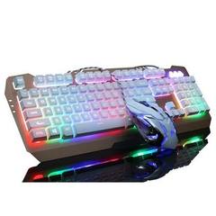 前行者LK005双色注塑7彩发光金属铁板背光游戏键盘网吧机械手感 白色