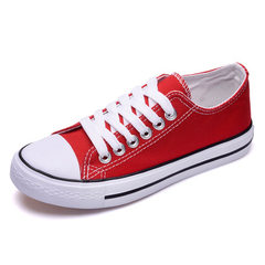 Flat-bottomed canvas shoes spring women 2017 new s red 35 (female) 