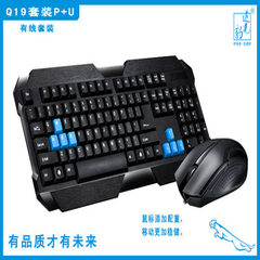 正品追光豹Q19 游戏家庭笔记本电脑键鼠套装USB鼠标USB键盘批发 黑色