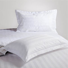 旭海厂家批发 酒店宾馆床上用品布草白色纯棉三分缎条枕套 可定制 白色 55*83