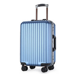 正品银鸿铝框拉杆箱时尚PC磨砂密码箱万向轮行李箱男女通用旅行 蓝色 20寸