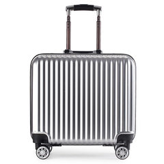 18寸铝框拉杆箱小行李箱20寸男登机箱16寸横款密码箱女学生旅行 时尚银 18寸