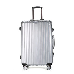 拉杆箱行李箱铝框旅行箱万向轮女男26学生密码箱包20寸24皮箱子PC 银白色 20寸