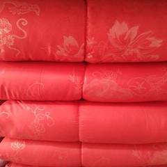 厂家直销珠光桨印花加厚丝棉被 春秋被 冬季被子礼盒化纤被定制 红色 2米*2.3米