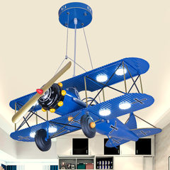 儿童房吸顶灯具男孩卡通卧室灯幼儿园灯创意个性美式护眼飞机吊灯 送 40w白光LED